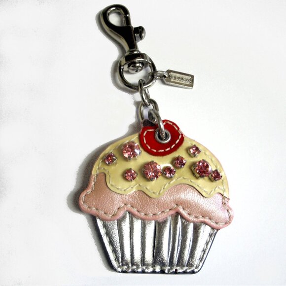 Coach Silver Leather Cupcake Bag Charm for Purse Decoration - Picture 1 of 5